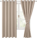 Hiasan Grommet Blackout Curtains for Bedroom, 60 x 72 Inches - Thermal Insulated & Light Blocking Window Drapes for Living Room/Dorm Room, Set of 2 Panels Sewn with Tiebacks, Camel by Hiasan