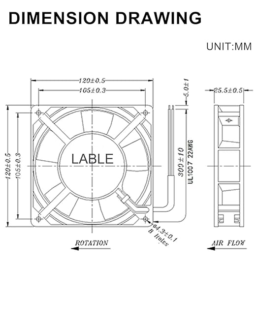 GDSTIME 120mm x 25mm 110V 115V 120V AC Powered Fan Dual Ball Bearing for DIY Cooling Ventilation Exhaust Projects - Image 8