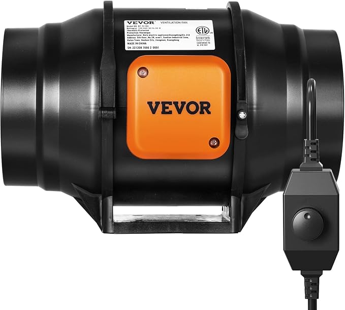 VEVOR Inline Duct Fan, 6-Inch 400 CFM with Variable Speed Controller, Quiet AC-Motor Ventilation Exhaust Fan for Cooling Booster, Grow Tents, Hydroponics - Image 9
