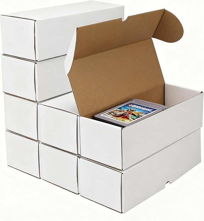 Bulk 300 Capacity Card Toploaders Storage Box, in Total 25 Pack Brown White Cardboard Shipping Boxes for 7500 Count 35pt 3x4 inch Toploaders or Toploaded Cards - Image 4