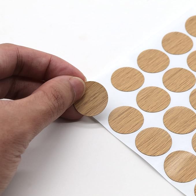 Self-Adhesive Screw Hole Stickers PVC Cover Caps Dustproof for Wooden Furniture Cabinet 21mm 2 Sheets/108 Pcs Maple - Image 3