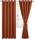 Hiasan Blackout Curtains for Bedroom, 60 x 63 Inches Length - Thermal Insulated & Light Blocking Window Curtains for Living Room/Kids Room Fall Decor, 2 Drape Panels Sewn with Tiebacks, Burnt Ochre by Hiasan