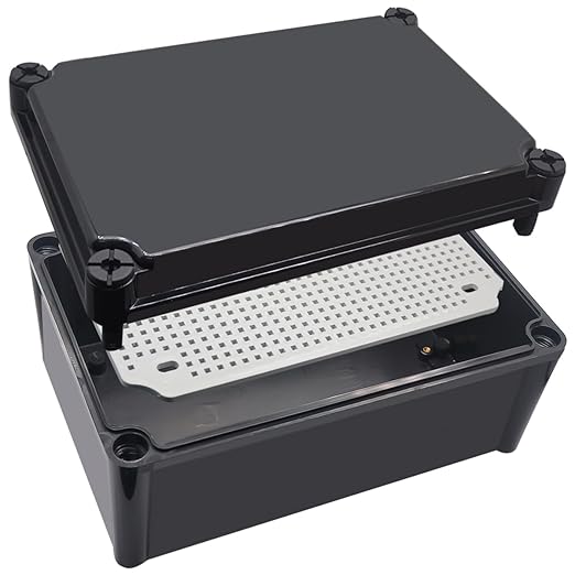 Junction Box,IP67 Waterproof ABS Black Project Box with Mounting Plate Electrical Box Enclosure for Outside Electronics 11 x 7.5 x 5.1inch(280x190x130mm) by Otdorpatio