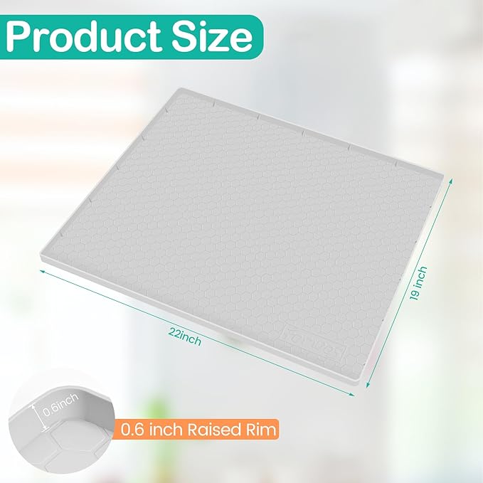 Waterproof Under Sink Mat 22" x 19", Silicone Cabinet Liner, Rubber Protector for Kitchen and Bathroom, Keeps Cabinets Clean, Dry, and Organized (Light Grey) - Image 2