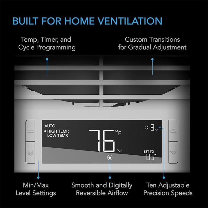AC Infinity Room to Room Fan 8”, Two-Way Reversible Airflow Through-the-Wall Fan with Temperature Controller, Quiet Precise 10-Level Speeds for In-Wall Kitchen, Laundry Room, and Workshops - Image 3