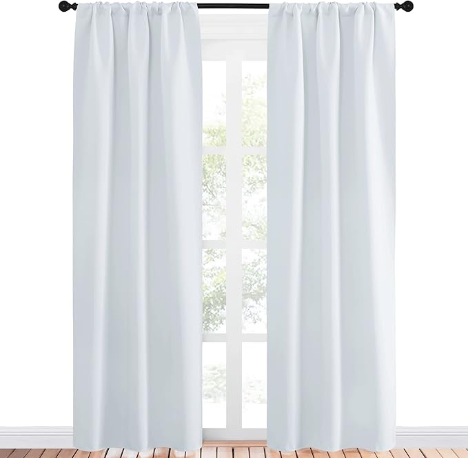 NICETOWN Greyish White Window Curtain Panels - Thermal Insulated Rod Pocket Room Darkening Curtain Sets for Bedroom (Greyish White, 2 Panels, 34 in x 84 in (W x L)) - Image 2