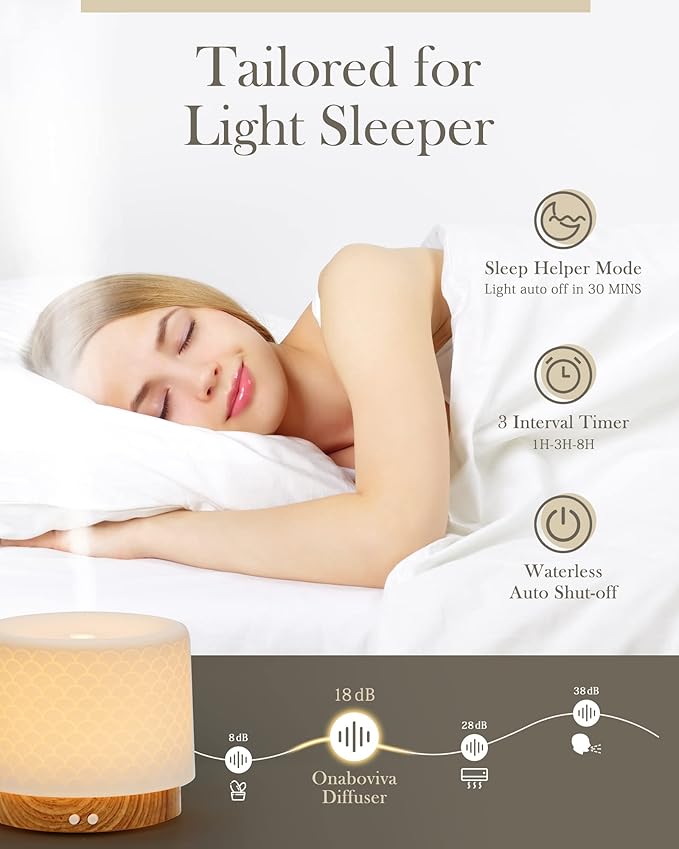 Essential Oil Diffuser, 280ml Ceramic Diffusers for Large Room, Ultrasonic Aromatherapy Diffuser with Cool Mist Humidifier, Quiet and Intelligent Oil Diffusers for Home,Office,Yoga,Bathroom - Image 8