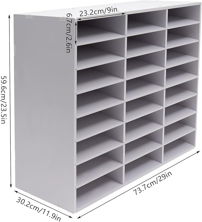 Literature Organizers 24/36Slots Mail Sorter Compartment Files Rack File Cabinet Mail Organizer Office Mailbox Storage Files Manuals Books for Office Company (BGQHQN6AWDFKH - 24 Slots - White) - Image 2