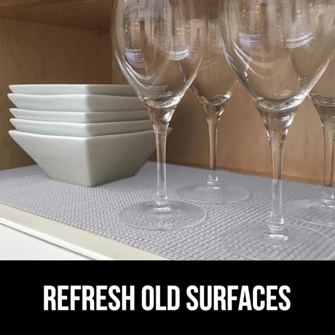 GORILLA GRIP powerGRIP Drawer Shelf and Cabinet Liner, Thick Strong Hold, Non-Adhesive Liners Protect Kitchen Cabinets and Cupboard, Bathroom Drawers, Easy Install, Breathable Mat, 12" x10' Light Gray - Image 4