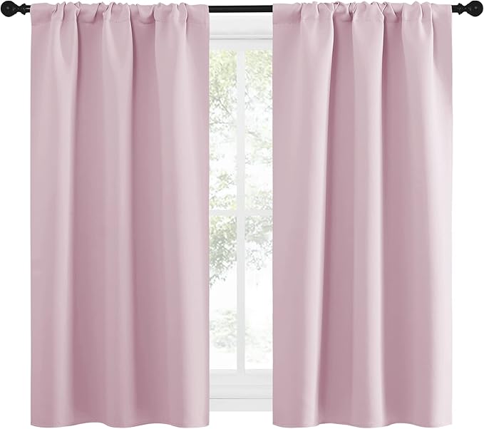 NICETOWN Kitchen Curtains, Privacy & Light Block Out Window Curtains & Drapes for Loft, Cupboard, Cafe, Girls Bedroom (Lavender Pink, 34 in x 54 in (W x L), 2 Panels) - Image 2