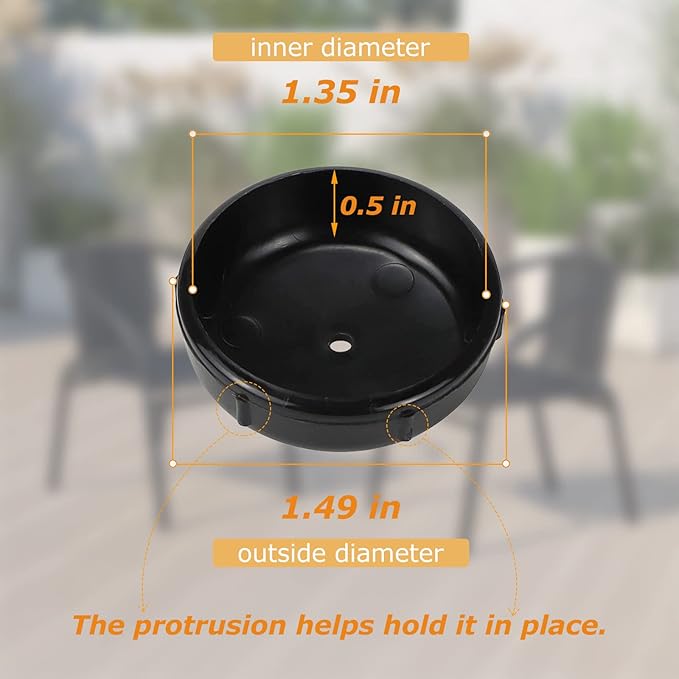 1-1/2 inch Wrought Iron Patio Furniture Feet Caps,24 Packs Round Plastic Outdoor Chair Leg Floor Protectors, Chair Leg Caps, Patio Furniture Replacement Feet Pads Black by APPLIANCEMATES - Image 2