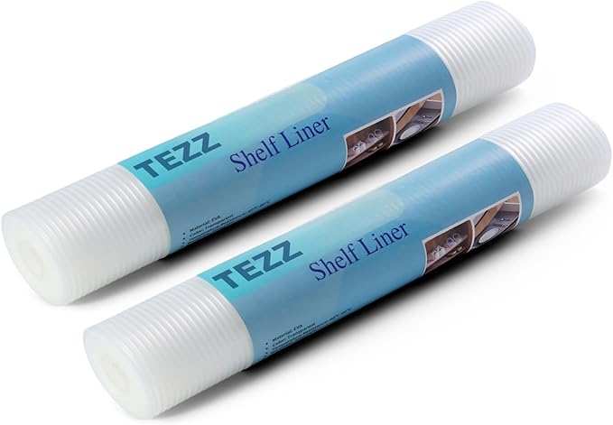 2 Rolls Shelf Liners, 16 Inches x 20 FEET Non-Slip Kitchen Cabinet Liner, Washable Oil-Proof Non-Adhesive Contact Paper for Kitchen Drawer, Cabinet, Shelves, Refrigerator, Storage, Desks, coutertops by TEZZ
