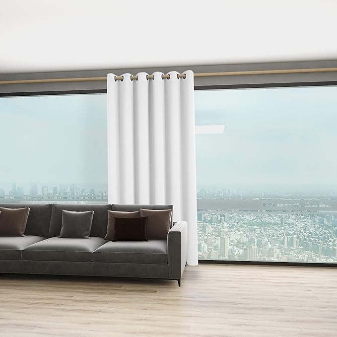 BONZER Room Divider Curtain Screen Partitions Light Reducing Wide Blackout Curtains for Shared Room, 84L x 70W Inch (7L x 5.8W ft), 1 Panel, Greyish White - Image 4