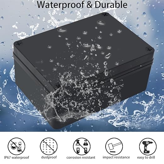 Junction Box,IP67 Waterproof ABS Black Project Box with Mounting Plate Electrical Box Enclosure for Outside Electronics 6.9 x 4.9 x 3inch(175x125x75mm) - Image 2