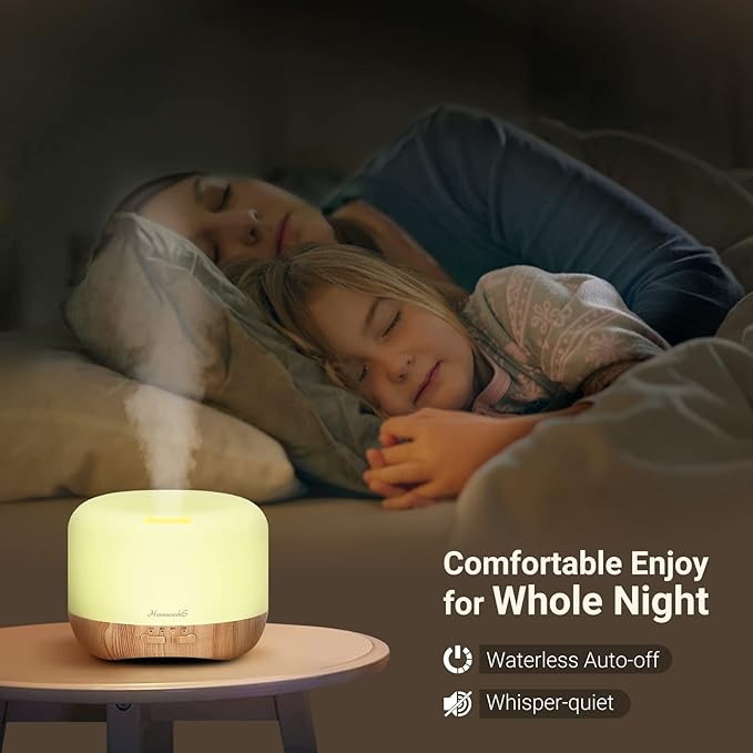 Aromatherapy Essential Oil Diffuser for Room: Colorful Aroma Air Humidifier with Adjustable Cool Mist Mode, Waterless Auto Off Ultrasonic Diffusers for Large Small Room Home Office 500ML - Image 7