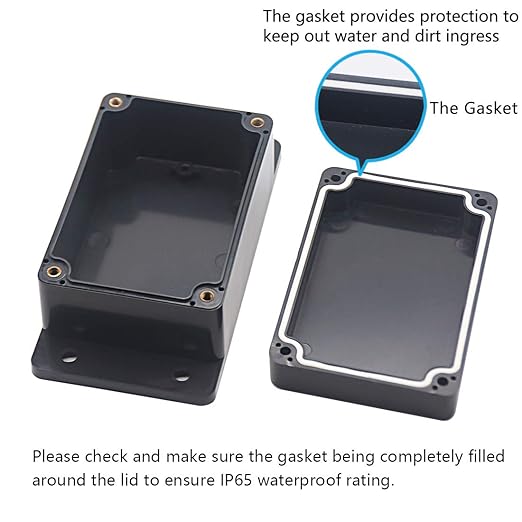 Zulkit Junction Box ABS Plastic Dustproof Waterproof IP65 Universal Electrical Boxes Project Enclosure with Fixed Ear Black 3.94 x 2.68 x 1.97 Inch (100 x 68 x 50 mm) (Pack of 2) - Image 4