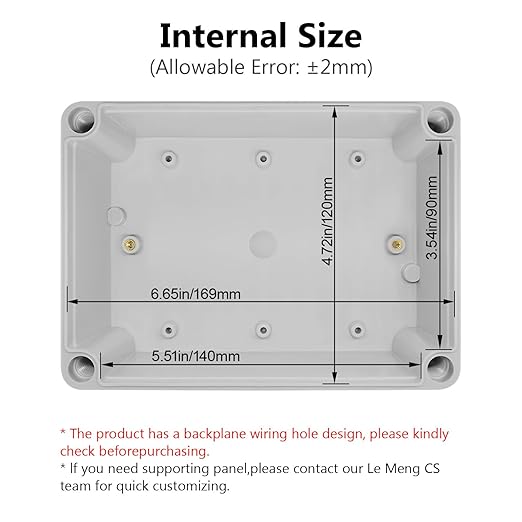 LeMotech Junction Box IP67 Waterproof Dustproof ABS Plastic Project Box for Electrical Outdoor Enclosure Gray 6.9 x 4.9 x 3 inch (175 x 125 x 75 mm) - Image 3