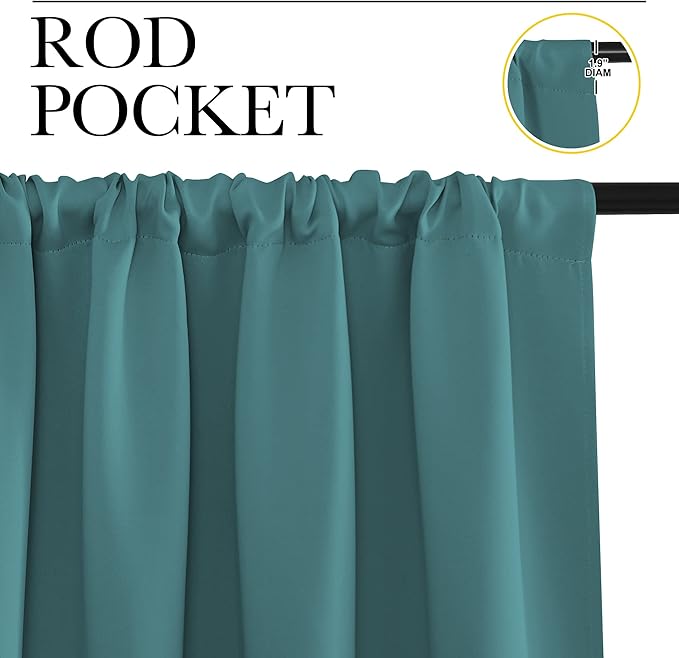 NICETOWN RV Blackout Curtains for Camper Windows, Sea Teal, 34" x 30", Set of 2, Kitchen Curtains, Short Blackout Drapes, Thermal Insulated Rod Pocket Window Treatment Draperies for Nursery - Image 2