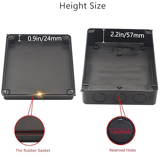 Junction Box, Reserved Holes Electrical Boxes Waterproof IP65 ABS Plastic Electrical Power Cord Enclosure Project Box Black 10 x 7.9 x 3.1 inch(255x200x80mm) - Image 4