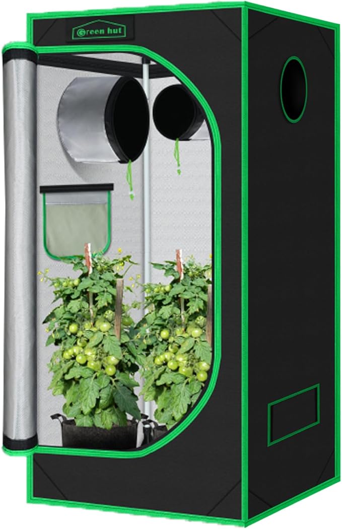 3x3 Grow Tent, 36"x36"x72" Growing Tent with Observation Window and Floor Tray for Hydroponics Indoor Plant Growing 3x3 Grow Room by GreenHut