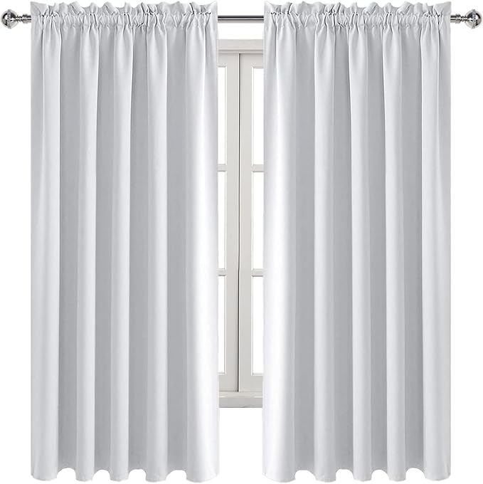 DWCN Blackout Curtains for Bedroom – Rod Pocket Thermal Insulated Noise Reducing Noise Reducing Drapes for Living Room, W 60 x L 63 Inch, 2 Panels, Greyish White - Image 9