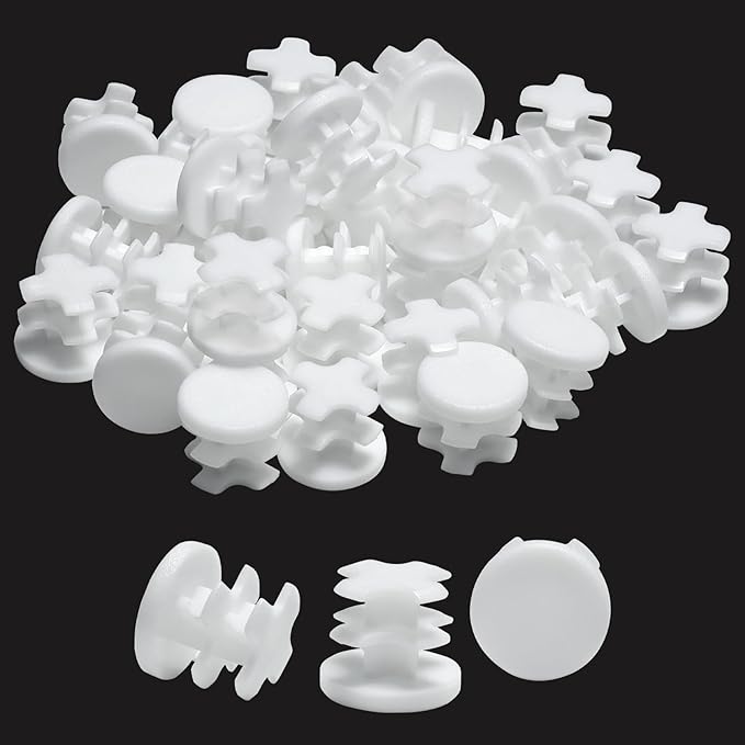 1/2" (13mm) Plastic Hole Plugs White -Round Chair Leg Caps, Flush Mount Pipe Plugs, Tubing End Caps for Metal&Wood Legs Tube, Outdoor Furniture Feet caps & Table Plastic Plugs, 24 PCS by EASYEAH