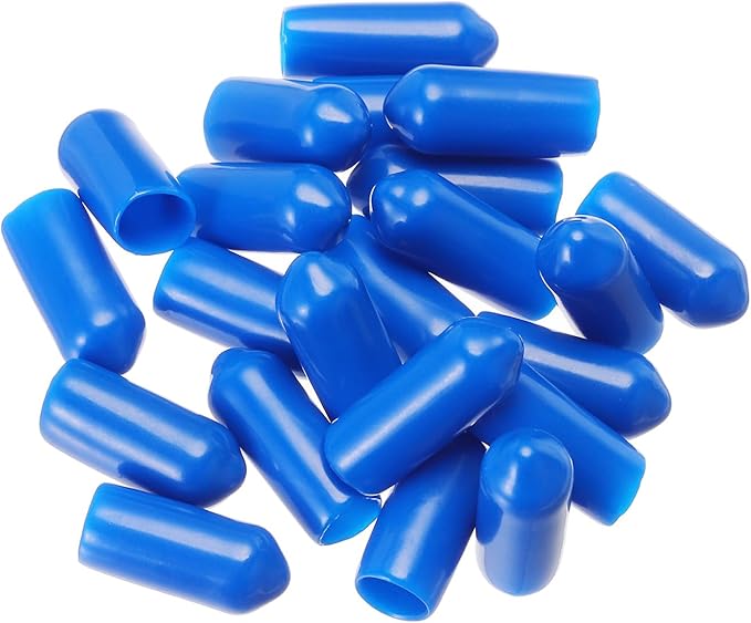 uxcell 20pcs Rubber End Caps 6mm(1/4") ID Vinyl PVC Round Tube Bolt Cap Cover Screw Thread Protectors,Blue - Image 4