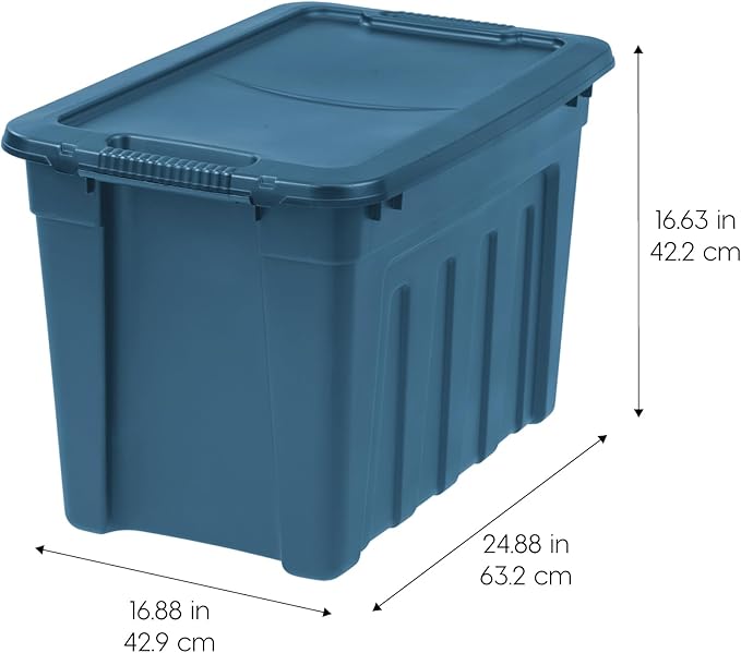 IRIS USA 20 Gallon Eco-Friendly Heavy Duty Storage Totes with Easy-Grip Handles, 4 Pack - Large Bins with Lids Garage Organizing Tubs, Durable Stackable Utility Containers, Made in USA - Navy - Image 2