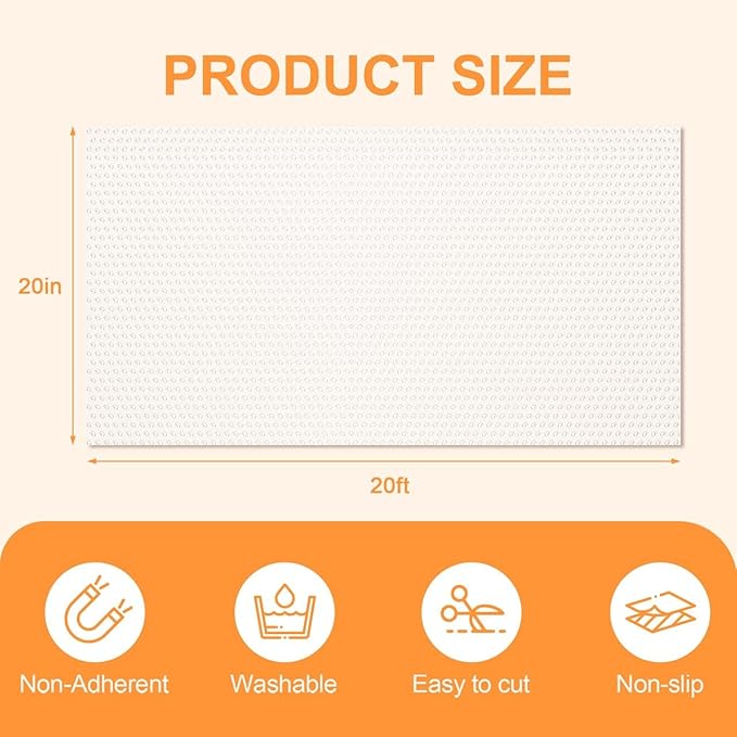 FEXIA Shelf Liner 20 Inch x 20 FT Clear Non Slip Waterproof Cabinet and Drawer Liner for Kitchen Cabinet Refrigerator Pantry Closet Durable Non Adhesive - Image 2