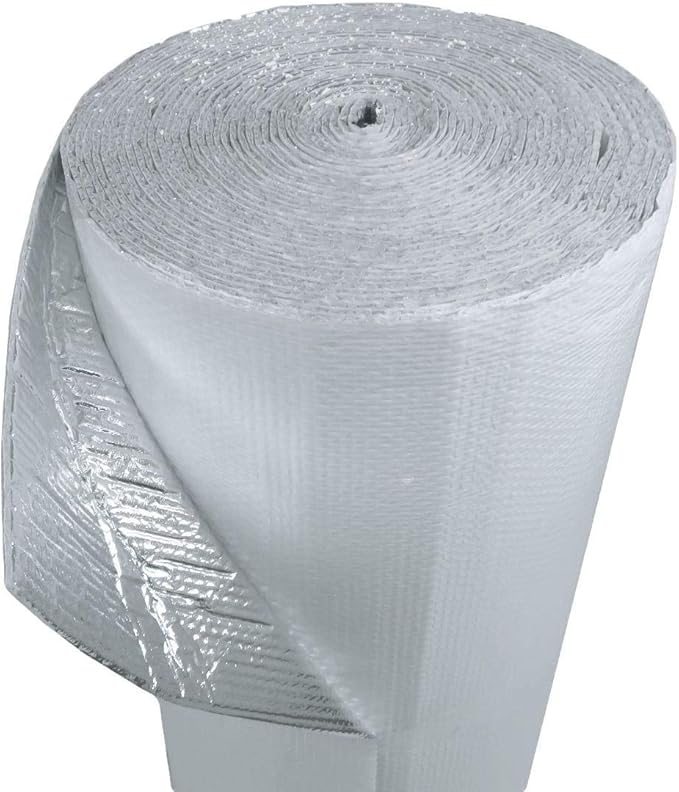 (24inch x 50ft) NASATECH White / Foil Double Bubble (XTemp) Reflective Insulation Radiant Barrier Roll : Metal Building Basement Vapor Barrier Pole Barn Crawlspace Walls Etc - R8 by US+Energy+Products