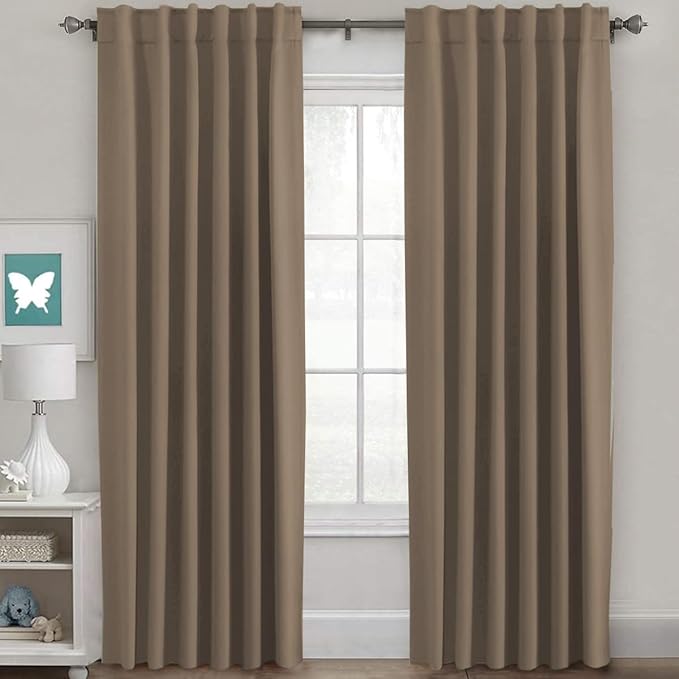 H.VERSAILTEX Blackout Curtains Thermal Insulated Window Treatment Panels Room Darkening Blackout Drapes for Living Room Back Tab/Rod Pocket Bedroom Draperies (2 Panels, Macchiato, 52 x 84 Inch) by HVERSAILTEX