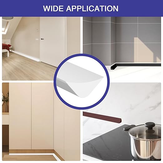 Flexible Molding Trim, Flexible Bendable Adhesive Caulking Strip, Molded Trim, Peel and Stick Home Decorative Edge for Bathroom, Kitchen, Floor, Wall (White, 0.83in x 0.24in x 3.3ft) - Image 5