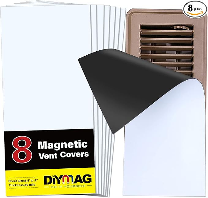 DIYMAG 8Pack Strong Magnetic Vent Covers, Vents Cover for Floor Standard Air Registers, 5.5" x 12" for Floors Wall and Ceiling Register, Homes and RV, HVAC by DIYMAG