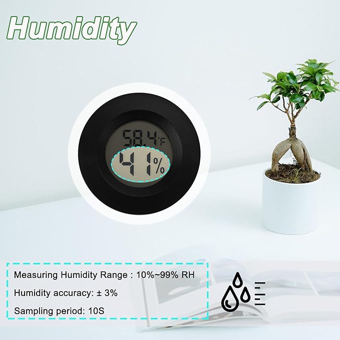 Mini Hygrometer Digital Thermometer Humidity Meter Hygrometer Thermometers Indoor/Outdoor Humidity Monitor Reptile Thermometer for Greenhouse Garden Cellar Fahrenheit(℉)/ Celsius(℃) 4 Pack - Image 5