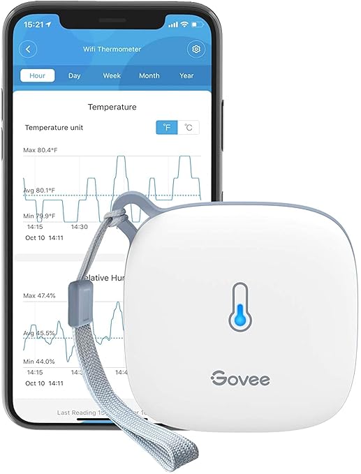 Govee Smart Thermometer Hygrometer, WiFi Humidity Temperature Sensor with App Notification Alert, 2 Years Free Data Storage Export, Wireless Remote Monitor for Room Greenhouse Incubator Wine Cellar by Govee