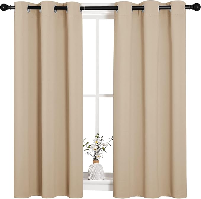 NICETOWN Room Darkening Curtain Panels for Cafe, Thermal Insulated Grommet Room Darkening Draperies/Drapes for Window (Biscotti Beige, 2 Panels, W34 x L45 inch) by NICETOWN