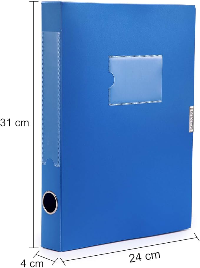 A4 Storage File Boxes Plastic Archives Cases with Lid, File Folder Organizer Document Filing Box for Office, Letter Size Paper,31×4×24 cm, Blue(Pack of 4) - Image 3