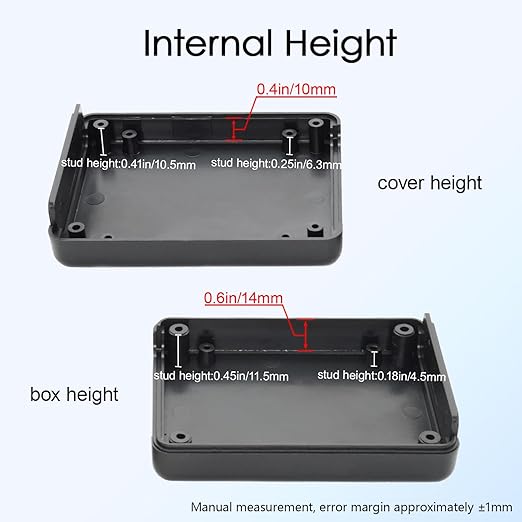 Project Box 8 Pieces Electrical Box Small Junction Box ABS Plastic Enclosure Power Electronic Case Black 3.5" x 2.8" x 1.1"(90 x 70 x 28mm) - Image 5