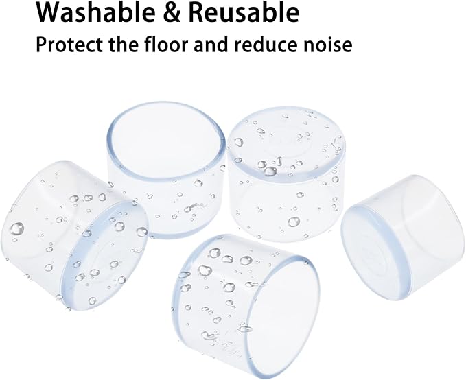 Round Chair Leg Caps,PVC Furniture Feet Covers,TTZEZE Transparent Round Floor Protectors,Clear Table Feet Covers Preventing Plastic Chair Leg Covers Scratches and Noise 30mm/1.18'', 12 - Image 5