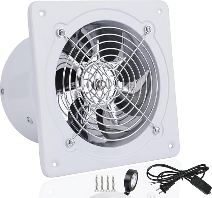 6'' Wall Mounted Exhaust Fan, 460CFM Metal Iron Ventilation Extractor, Silence Anti-backflow Check Valve Window and Wall Mount Vent Fans for Ceiling Kitchen Bathroom Attic Grow Tent Garage by ACEDUROBLA