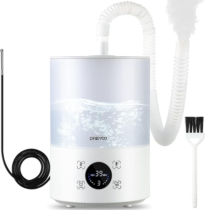 Smart Reptile Fogger Humidifiers with Humidity Control, Reptile Terrarium Humidifier Smart Touch, 3 Grades Adjustable Fogger with Hose for Reptile Amphibians Herps Snakes Plants by Dreyoo