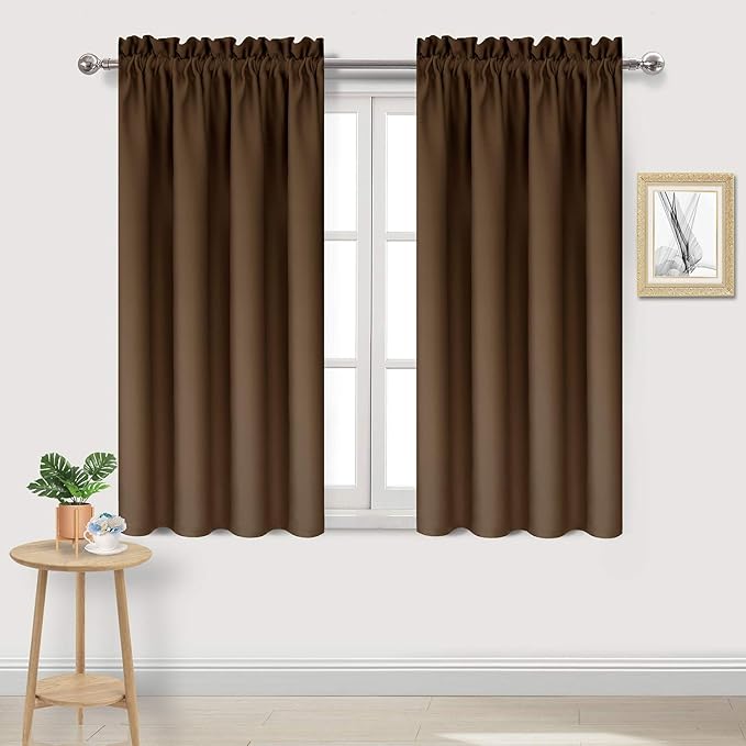 DWCN Brown Blackout Curtains for Bedroom – Rod Pocket Thermal Insulated Energy Saving Drapes for Living Room and Bedroom, W 38 x L 54 Inch, 2 Panels by DWCN