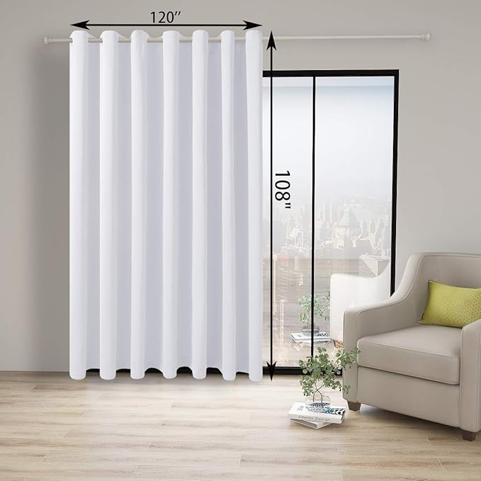 BONZER Extra Wide Room Divider Curtain Screen Partitions Total Privacy Wall Blackout Curtains for Home Theatre, Storage, 108L x 120W Inch (9L x 10W ft), 1 Panel, Greyish White - Image 4