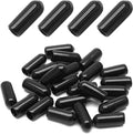 24 Pcs Round Rubber End Caps, 1/5" (5mm) ID Vinyl Flexible Screw Thread Protectors, Black Bolt End Caps for Metal Tubing Rod Bolt by Bonsicoky