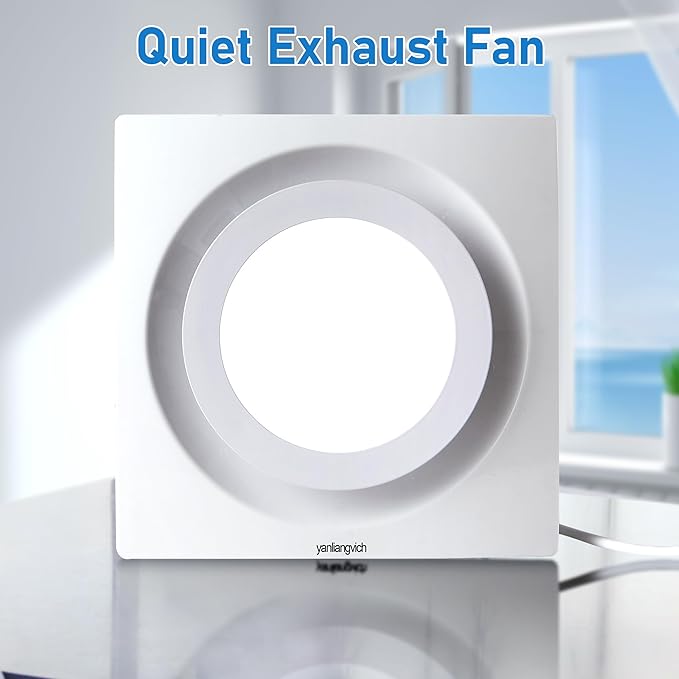 Bathroom Exhaust Fan with Light, 8 Inch Bathroom Ventilation Fan, 110 CFM 1.0 Sones Quiet Exhaust Fan For Home, Exhaust Ventilation Fan Light Combo Ceiling Mount - Image 5