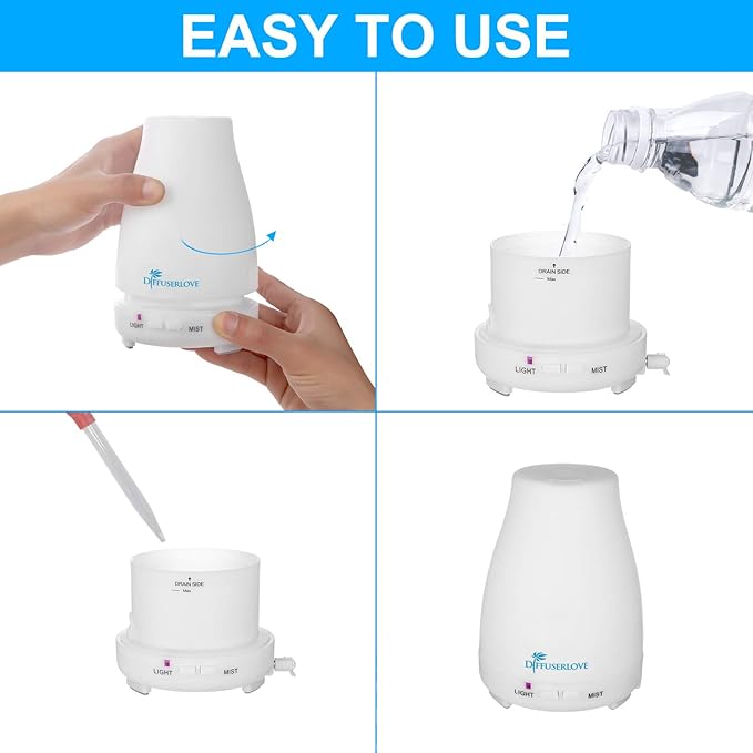 Diffuserlove Diffuser 2 Pack Essential Oil Diffuser 200ML Remote Control Ultrasonic Aromatherapy Diffuser Mist Humidifiers for Bedroom Office Yoga - Image 6