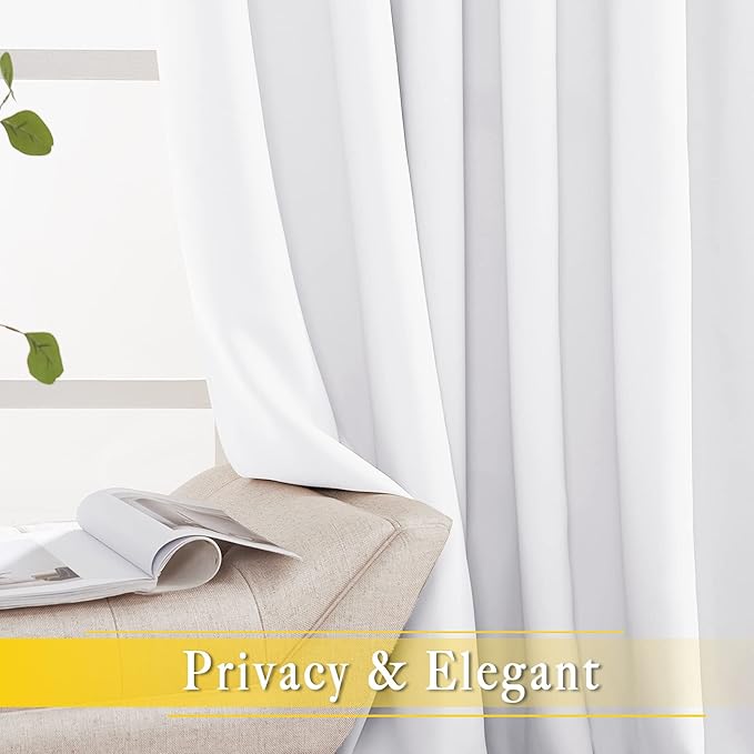 NICETOWN Sliding Door Curtain Window Treatment, Energy Smart Thermal Insulated Extra Wide Solid Blackout Curtains/Drapes for Patio Door/Porch (Pure White, 1 PC, W80 x L108) - Image 3