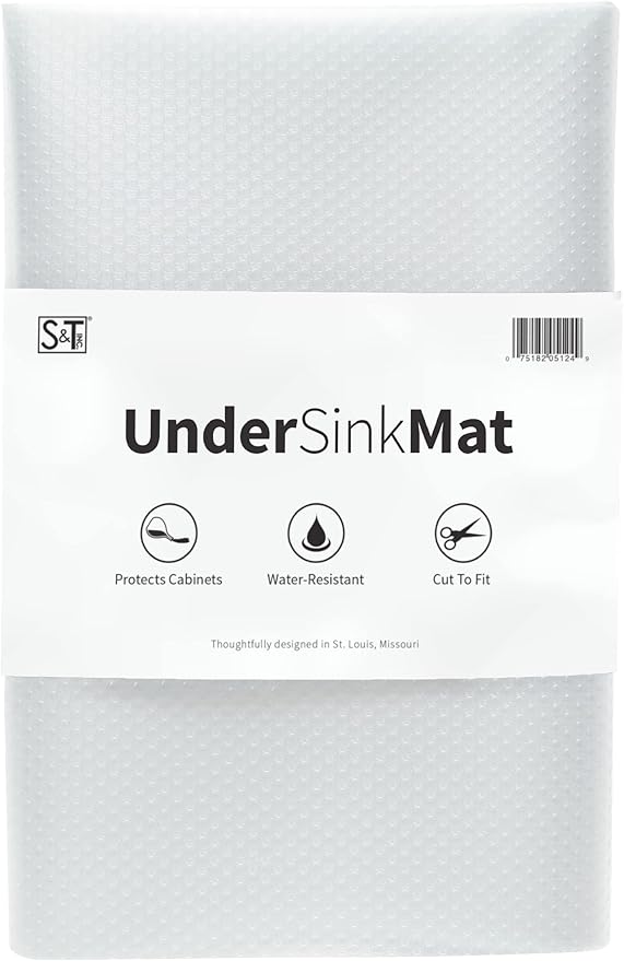 S&T INC. Under Sink Mat, Shelf Liner for Kitchen Cabinet Non-Adhesive, Waterproof Drawer or Cabinet Liner, 24 Inches x 48 Inches, Clear Plastic, 1 Pack by STINC