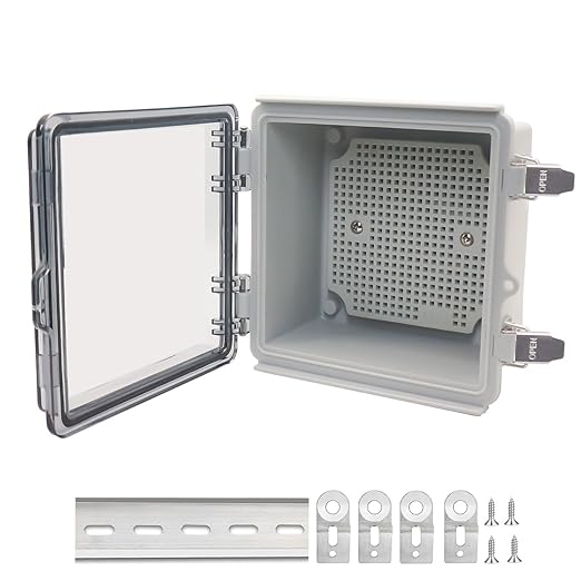 Electrical Box, Outdoor Waterproof Box IP67 Junction Box with Mounting Plate,ABS Plastic Project Box Power Cord Enclosure Clear 5.9" Dx5.9 Wx3.5 H by LuSumtly