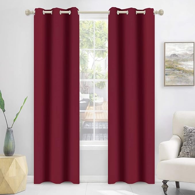 MYSKY HOME Door Curtains 84 Inch Long Blackout Closet Curtains for Bedroom Doorway Grommet Thermal Insulated Room Darkening Window Curtains for Living Room, 1 Curtain Panel, 42 x 84 Inch, Burgundy - Image 8